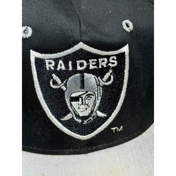 Vintage LOS ANGELES OAKLAND RAIDERS LOGO SNAPBACK HAT Black Gray Trucker NFL - Picture 4 of 9